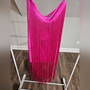 COPY - FASHION NOVA CURVE *Hot Pink Fringe Mini Dress* Never Worn 1X